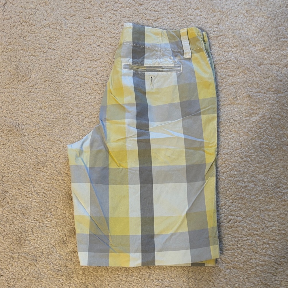 American Eagle Outfitters Yellow and Gray Plaid Kids Shorts